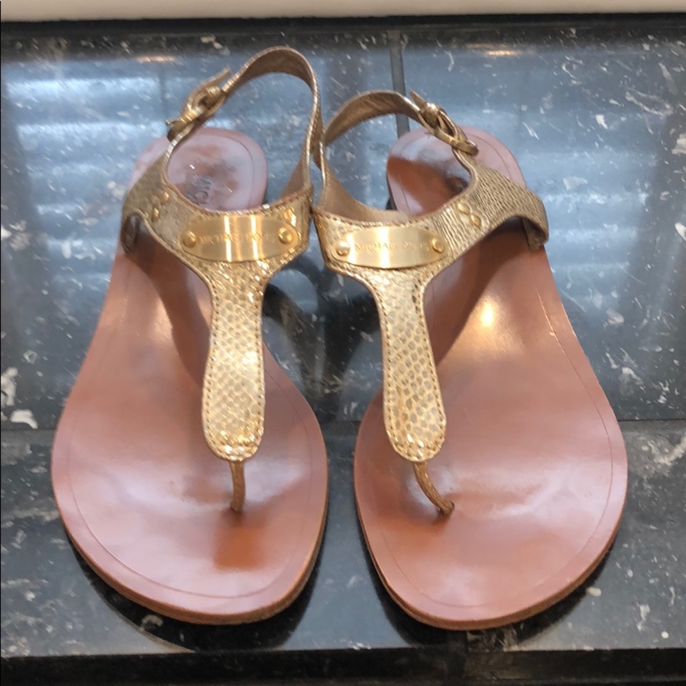 MM Snakeskin gold thong Sandal 7.5